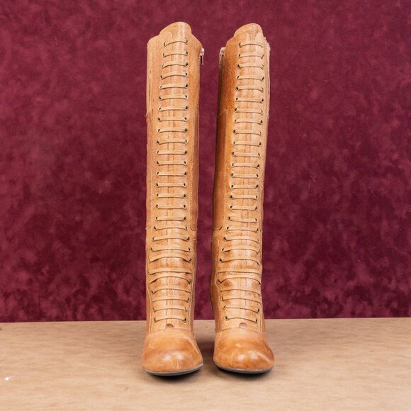 Miz Mooz Women Solis Retro Vintage Victorian Cognac Leather Heel Boots sz 8.5 - Picture 3 of 10